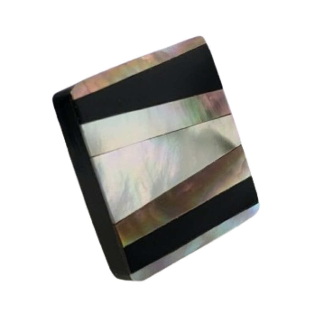 Small Cool Inlay Abalone Square Ring Sz 5.25